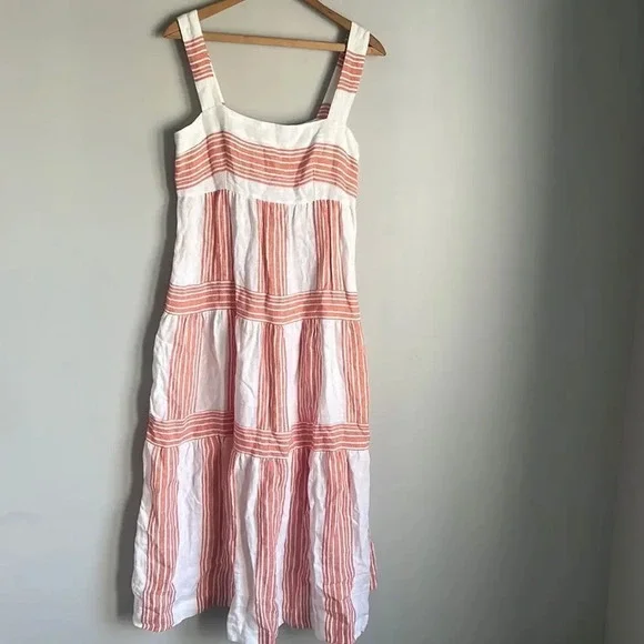 knee length dresses for ladies Three Graces London Delphine Linen Button Front Dress – EditNewYork